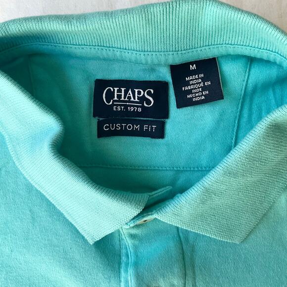 Chaps Men’s Short Sleeve Custom Fit Soft Polo Shirt Size M, Teal Blue - Picture 5 of 7